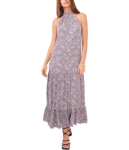 Tie Neck Tiered Ruffled Maxi Dress