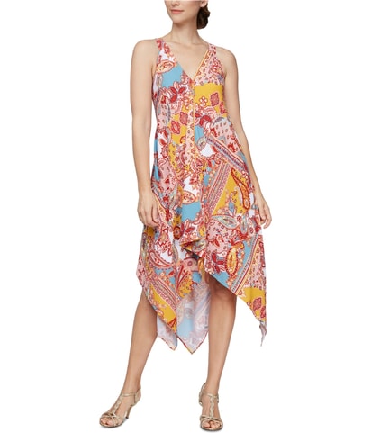 Textured Multi-Printed Shift Midi Dress