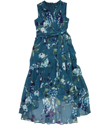 Belted Tiered Maxi Asymmetrical Dress