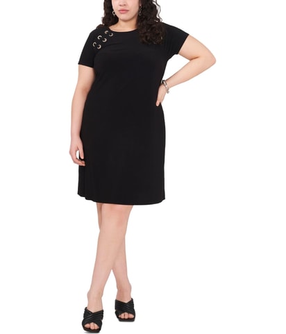 Grommet Trim Shift Dress