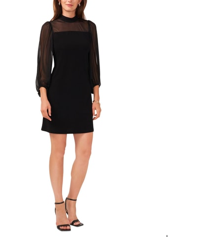 Chiffon-Sleeve Mini Bodycon Dress