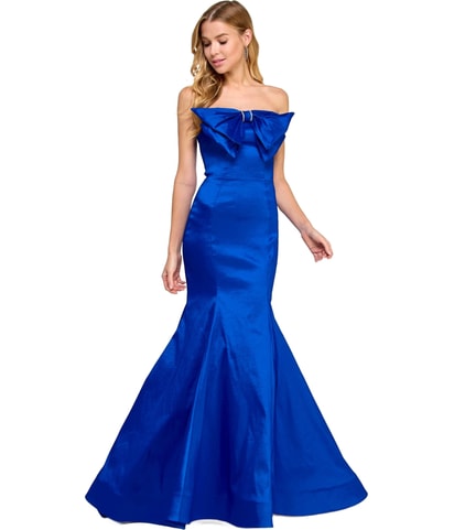 Strapless Bow Trim Mermaid Dress