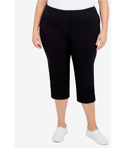 Essentials Pull On Split Hem Straight Leg Cropped Capri Casual Pants