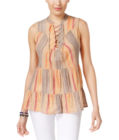Lace Up Sleeveless Blouse Top