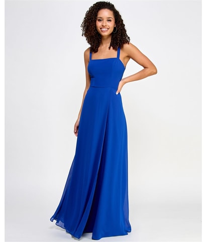 Solid Wrap Gown Dress
