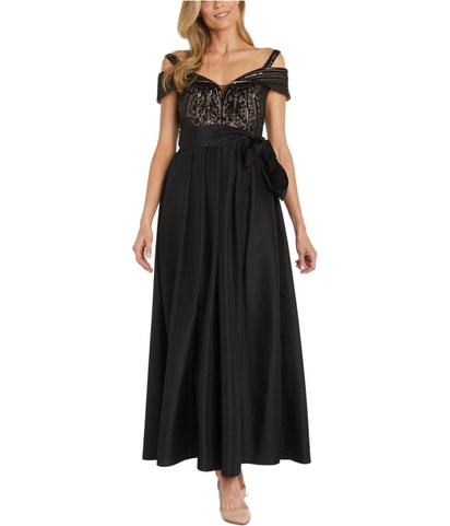 Sequined Pleated Gown Dress