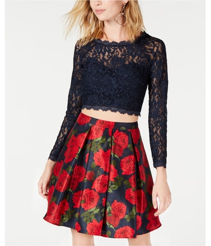 Glitter Lace Crop Top Blouse
