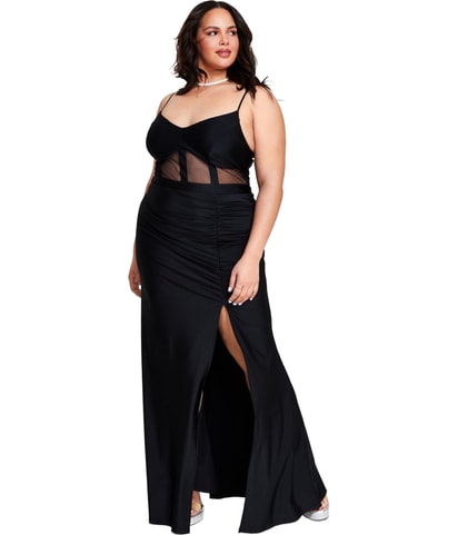 Mesh Midriff Corset Dress