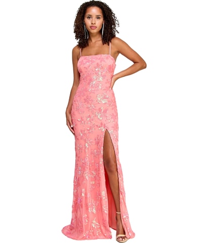 Sequined Slit Gown Dress