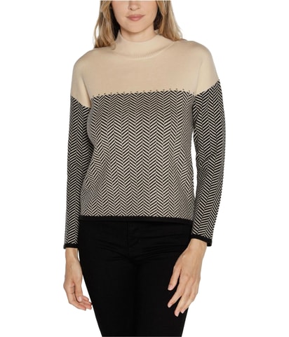 Embellished Colorblock Pullover Sweater