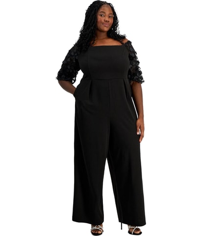 Mesh Floral Sleeves Jumpsuit