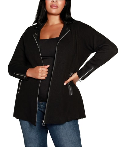 Faux-Leather Knit Sweater