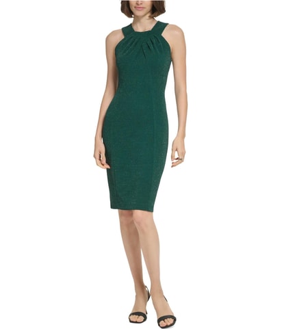Sleeveless Metallic Sheath Bodycon Dress