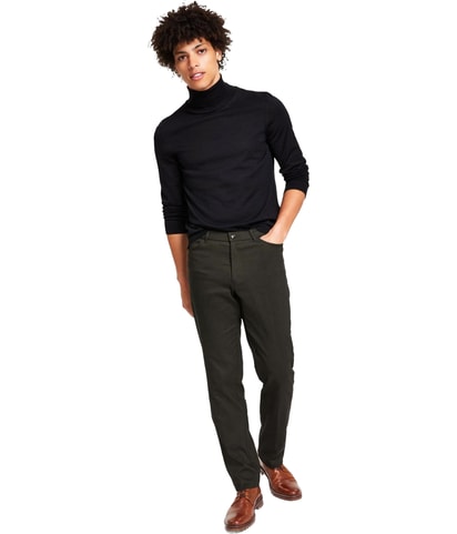 Solid Modern Fit Straight Leg Relaxed Chino Casual Pants