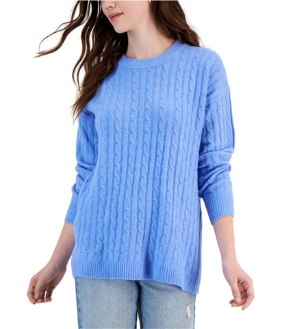 Cable Knit Crewneck Tunic Pullover Sweater