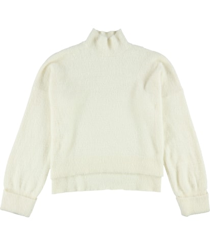 Eyelash Mock-Neck Pullover Sweater