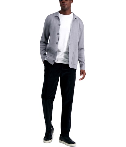 Stretch Corduroy Flex Waistband Straight Leg Slim Casual Pants