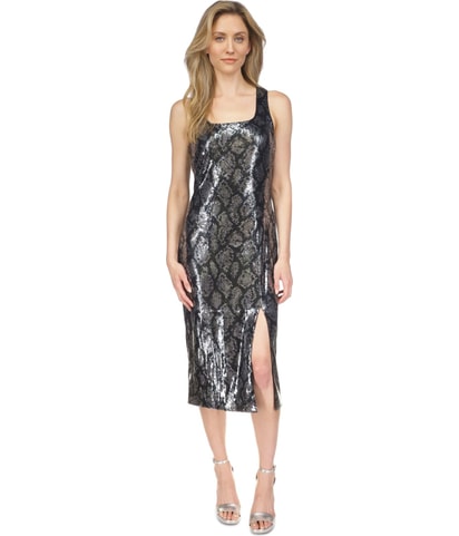 Snake Print Slit Bodycon Dress