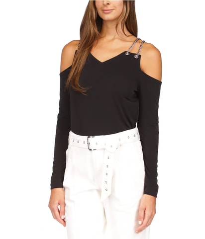 Chain Strap Cold Shoulder Blouse