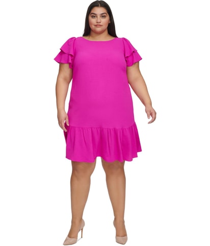Woven Shift Ruffled Dress