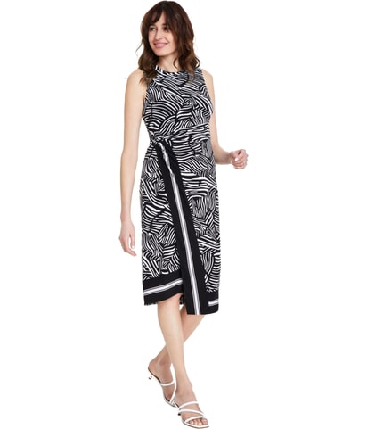 Faux-Wrap Midi Dress