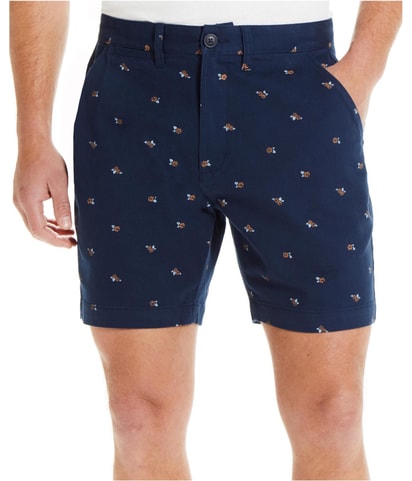Vintage Printed Stretch 7 Inch Inseam Casual Chino Shorts