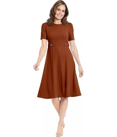 Scuba Fabric Midi Fit & Flare Dress