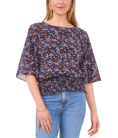 Americana Floral Peasant Blouse
