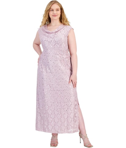 Lace Slit Gown Dress