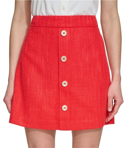 Button Tweed Mini A-line Skirt