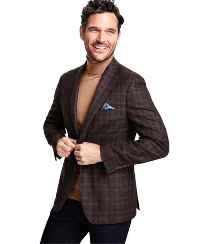 Wool Blend Slim Fit Two Button Blazer Jacket