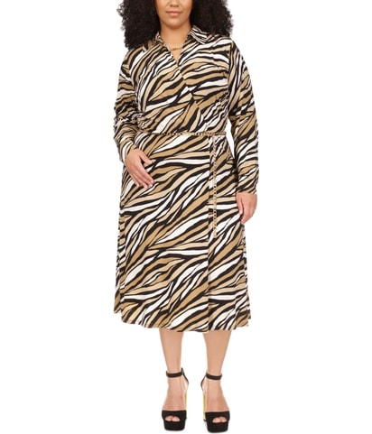 Chain Belt Wrap Shirt Dress Dress
