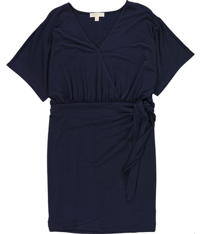 Soild Faux Wrap Shirt Dress