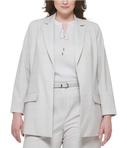 Windowpane Open Front Blazer Jacket