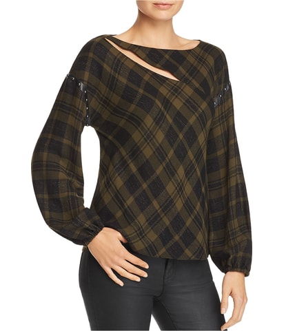 Embellished Plaid Shell Blouse