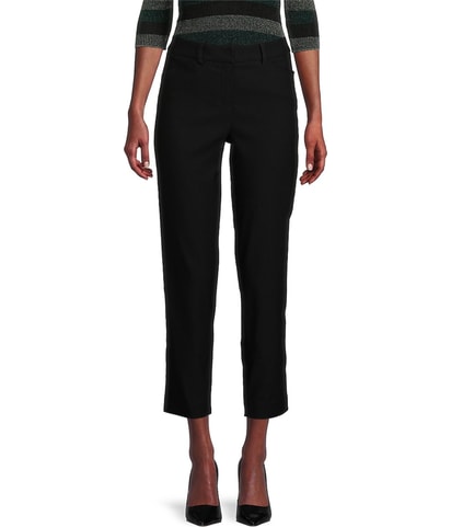 Solid Straight Leg Skinny Casual Pants