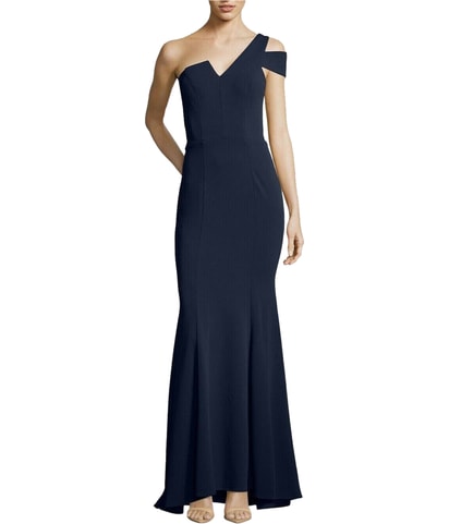 Asymmetrical Solid One Shoulder Mermaid Gown Dress