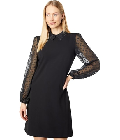 Contrast-Sleeve Sheath Dress