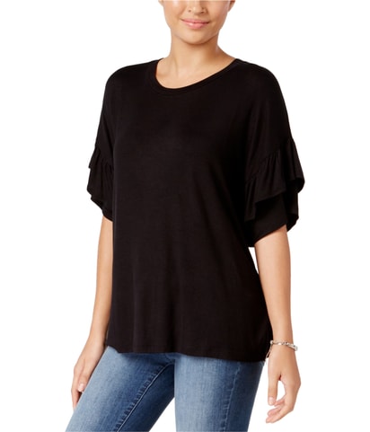 Ruffled Sleeve Basic T-Shirt