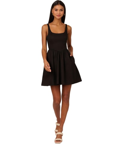 Solid Fit & Flare Dress