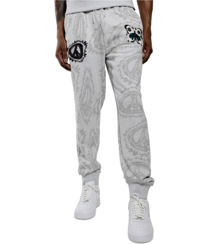 Peace Sign Graphic Tapered Relaxed Jogger Casual Pants