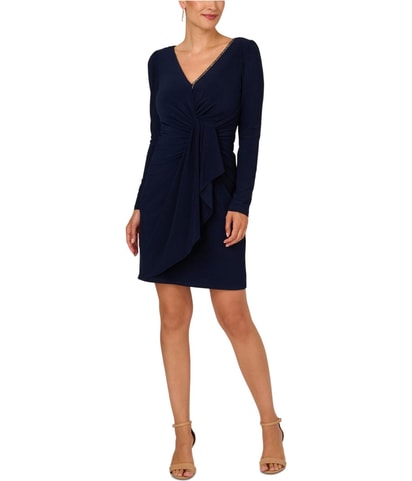 Beaded V Neck Sheath Dress