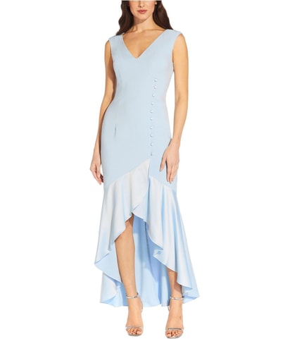 Button Trim Flounce Dress