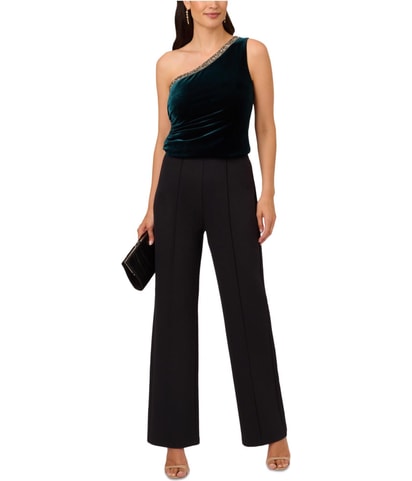 Velvet Beaded One Shoulder Blouse
