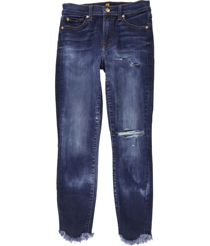 Raw Scallop Hem Tapered Skinny Jeans