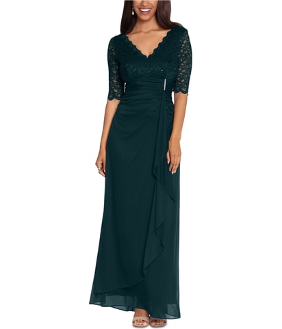 Lace-Top Waterfall-Detail Maxi Dress