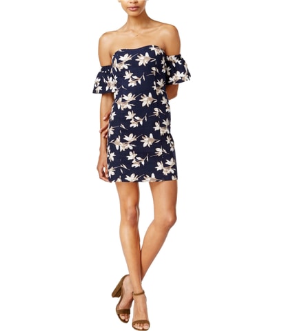 Floral-Print Off-The-Shoulder Off-Shoulder Dress