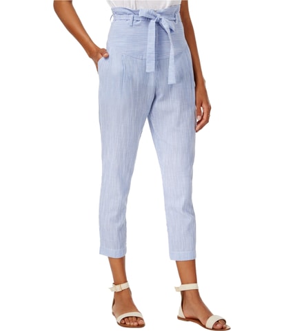 Striped Tapered Cropped Capri Casual Pants