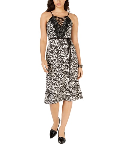 Belted Lace Up Slip Dress