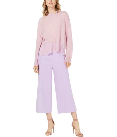 Destructed Mock Neck Pullover Sweater